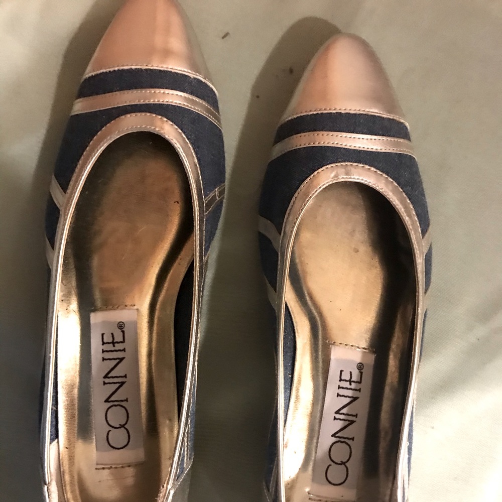 Blue & Silver slip on shoes size 7.5